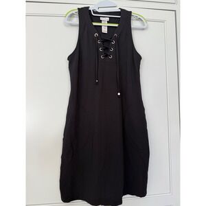 Tommy Bahama‎ Black Lace Neck Sleeveless Dress Small pockets preppy swim coverup
